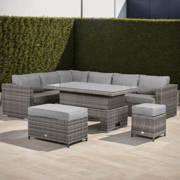 Cambridge Modular Corner Sofa Set With Rising Table in Grey Set up left or right handed